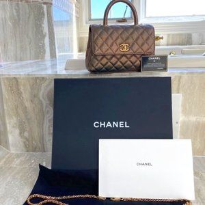 RARE Chanel Coco Top Handle Bag Iridescent Bronze
